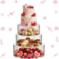 3 Pcs Acrylic Cake Stand with LED Lights 8'', 10'', 12'' Clear Fillable Cake Riser Round 3 Tier Case Box for Wedding
