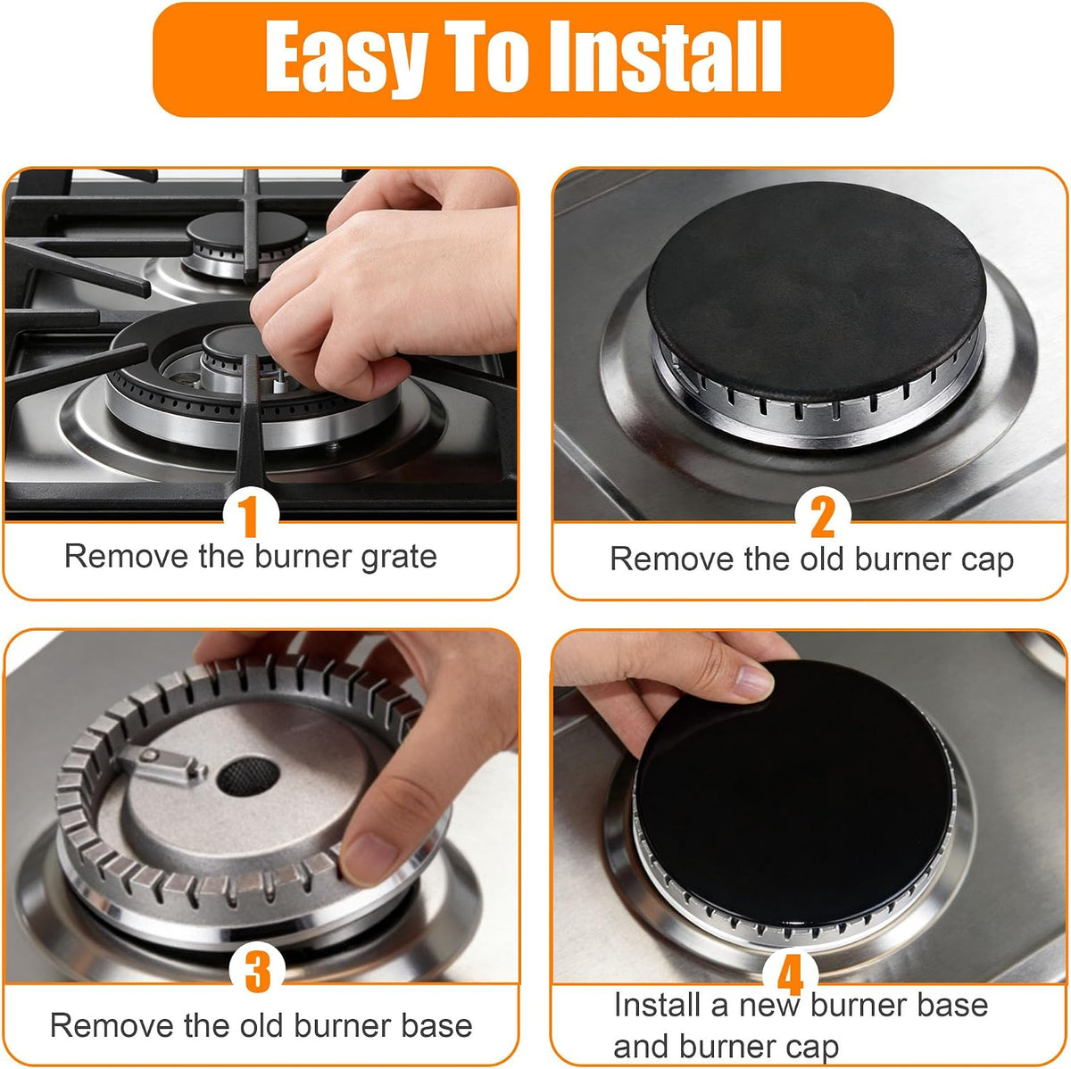 Upgraded Extra Large Surface Burner Cap & Burner Base Set Compatible with GE and Haier Gas Range/Cooktop,Replaces WB28K10222 WB16X24722 AP5986249 PS11726674 - Reliable and Precise Replacement Parts