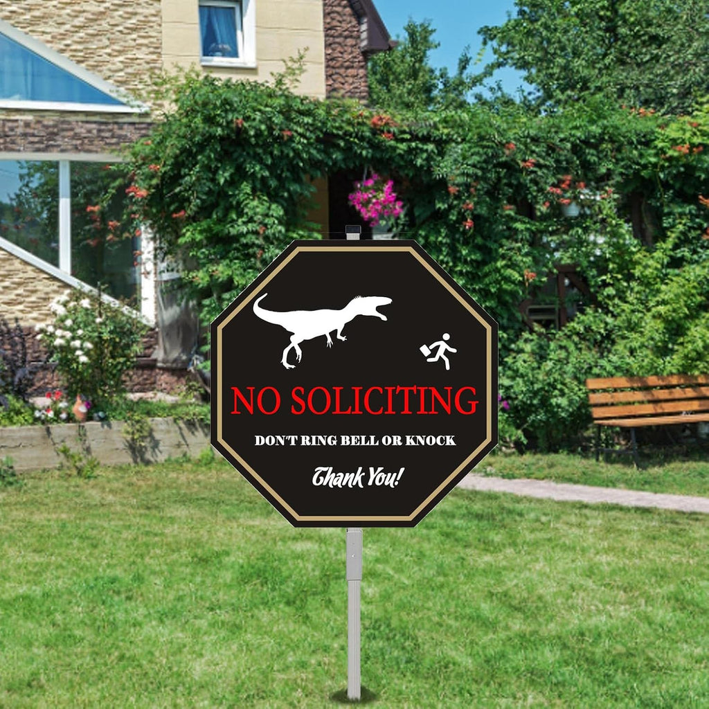 No Soliciting Yard Sign for House with 28" Aluminum Alloy Stake -10" x 10" - "Do Not Ring Bell or Knock" Warning Sign