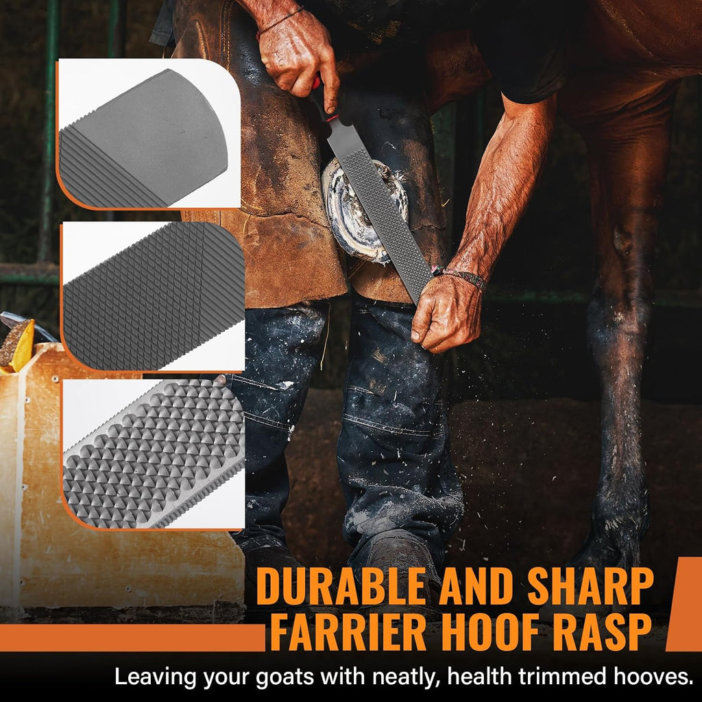 18Inch Professional Farrier Hoof Rasp - Heavy Duty Carbon Steel Hoof Trimmer for Horses, Cattle, Goats, Donkeys