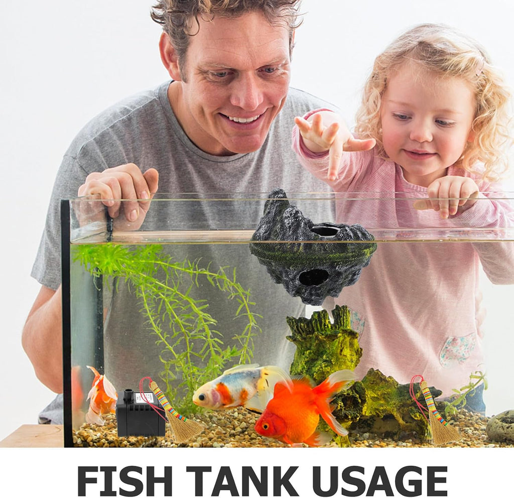 Aquarium Floating Island Decoration - Fish Tank Hideout Interactive Toy for Betta Fish Goldfish Shrimps Hermit Crabs