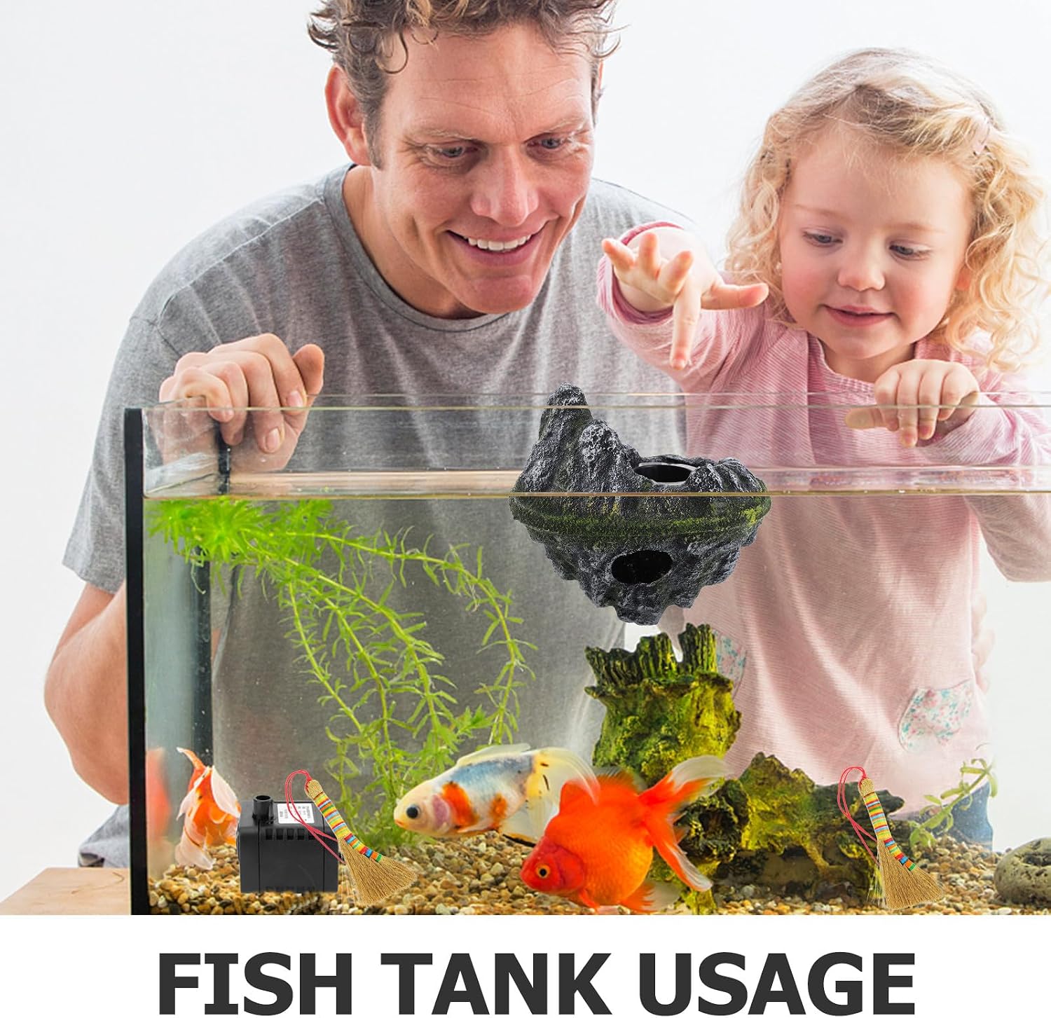 Aquarium Floating Island Decoration - Fish Tank Hideout Interactive Toy for Betta Fish Goldfish Shrimps Hermit Crabs