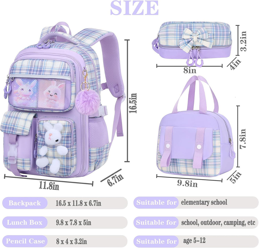 Girls Backpack Set,Cute Kids School Backpack For Girls,Childrens Schoolbag For Elementary Primary