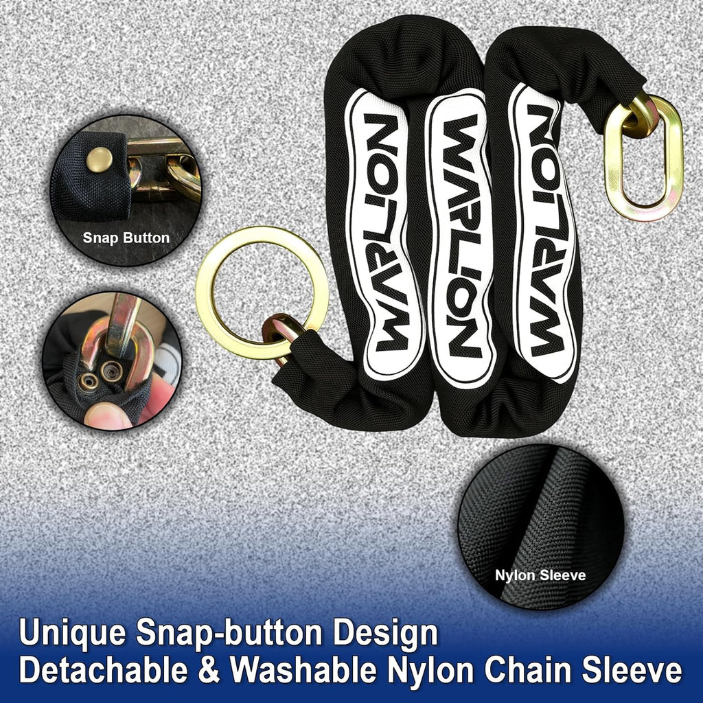 Heavy Duty Security Chain, 3ft x 3/8in Thick, 3.8lbs, Anti-Theft & Cut-Proof Motorcycle Chain with Cinch Ring