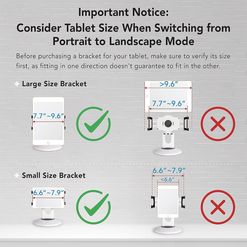 Tablet Kiosk Stand, 360° Rotating Commercial Tablet Stand, Retail Kiosk, 6"-13" (Screens) Adapter Universal Holder