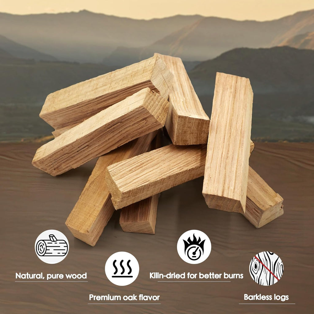 Pizza Oven & Cooking Wood – Mini Kiln-Dried Oak, 6-Inch Logs, 15lb Box – Bark-Free Firewood for Ooni, Gozney, Solo