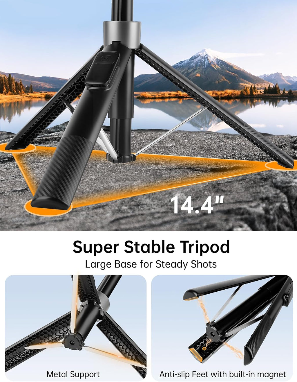 70" Magnetic Phone Tripod, Selfie Stick Tripod for iPhone MagSafe & Camera | Rechargeable Remote & 2 in 1 Magnetic