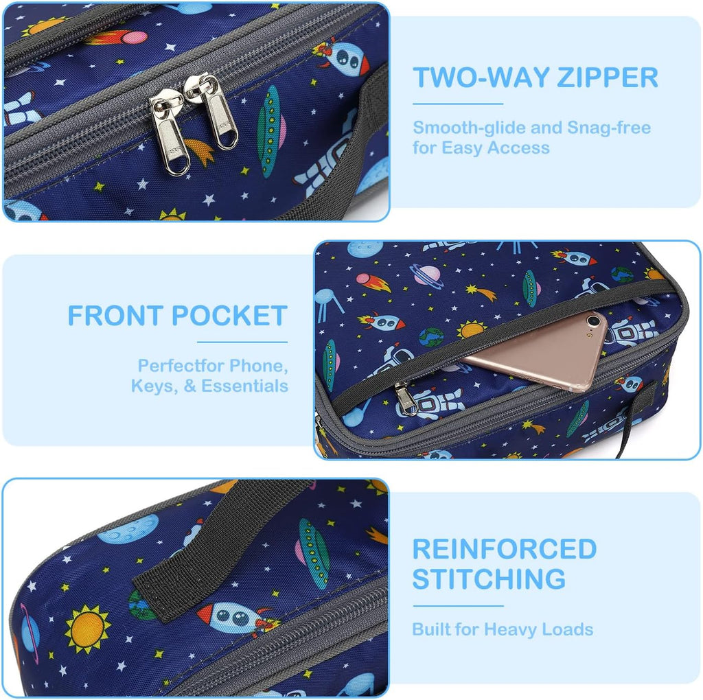 Kids Lunch box Insulated Soft Bag Mini Cooler Back to School Thermal Meal Tote Kit for Girls, Boys, Astronaut
