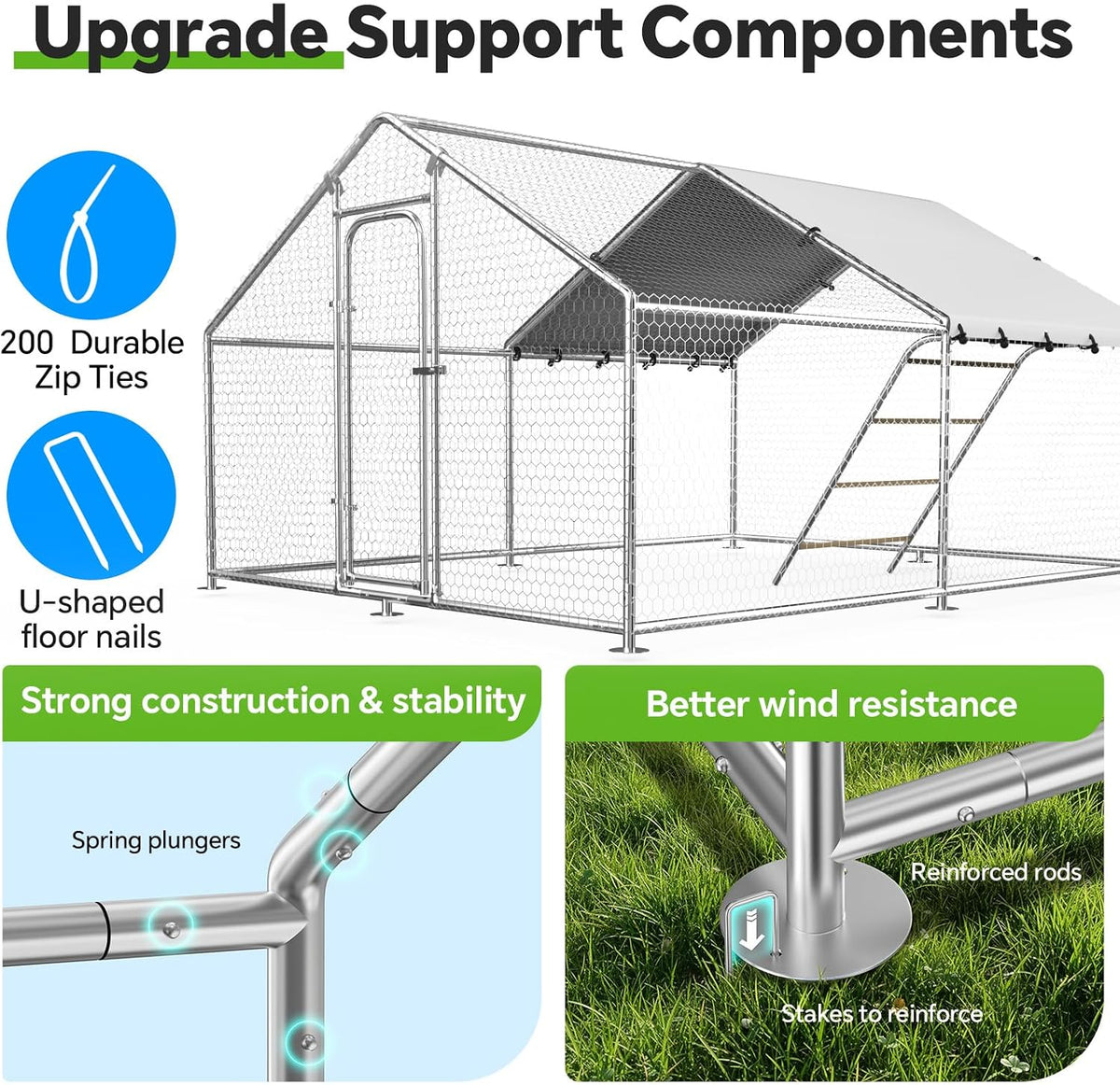 9.9x13.2 FT Metal Chicken Coop, Walk-in Poultry Run Enclosure