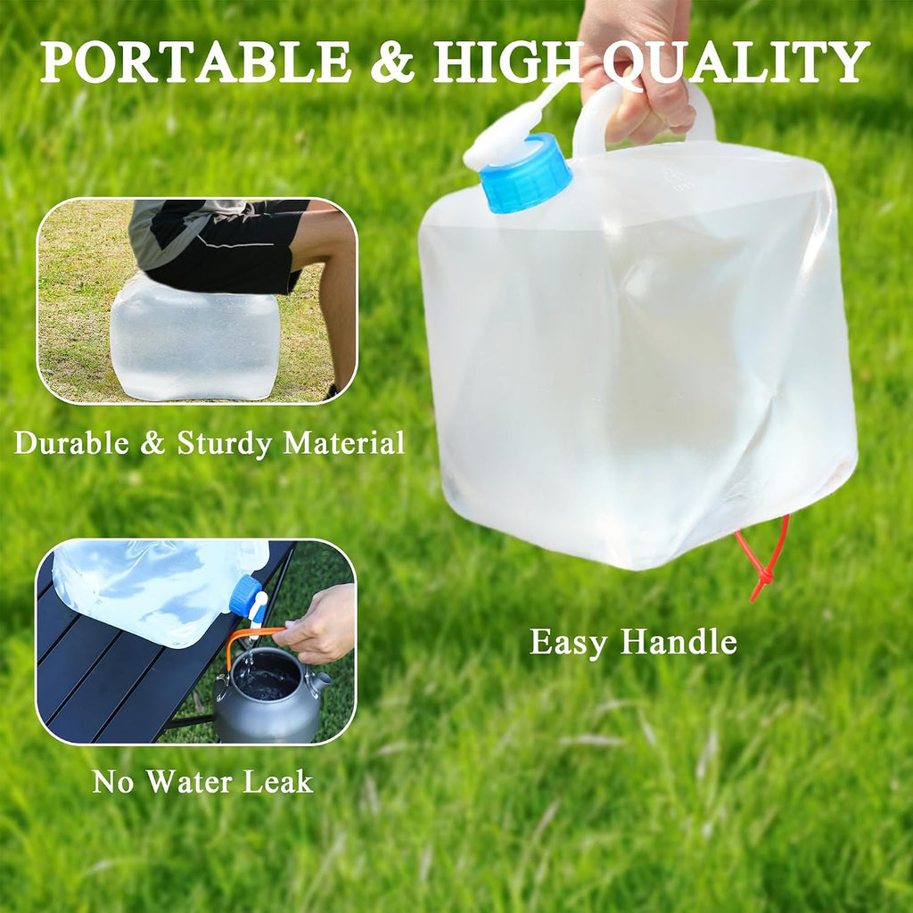 Collapsible Water Container with Spigot & Hook, BPA Free Water Jug, Foldable Carrier Bucket, Water Storage Container