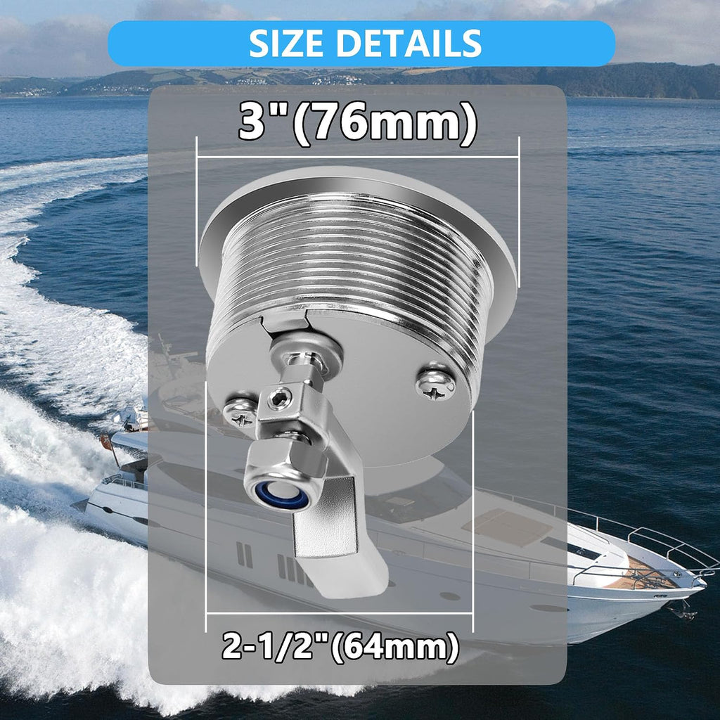 Flush Mount Latch Fits 2-1/2" Hole,316 Stainless Steel Boat Latch