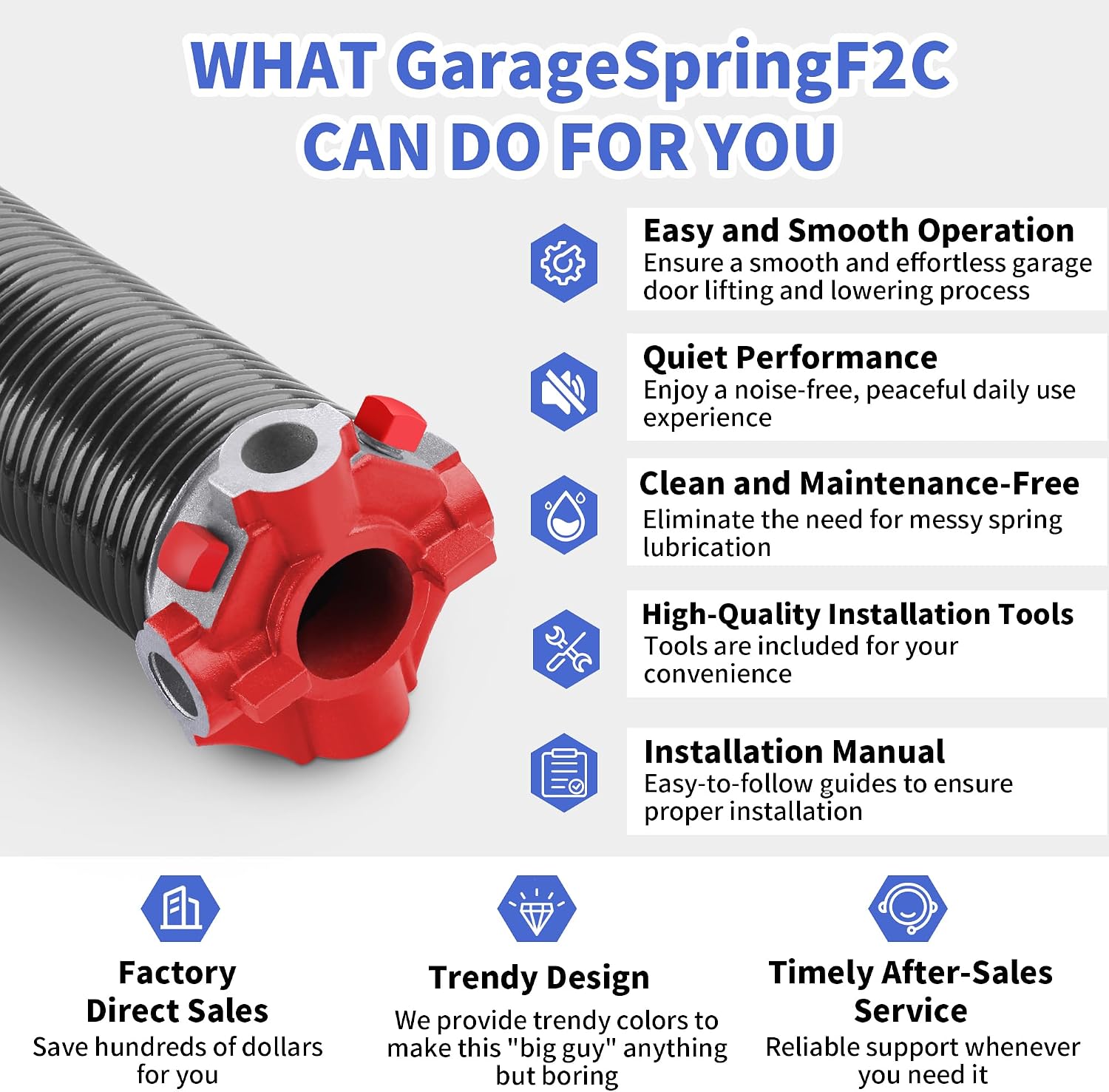 Garage Door Torsion Springs, 1 Pair, 0.207" x 2" ID x 22", Replacement Kit