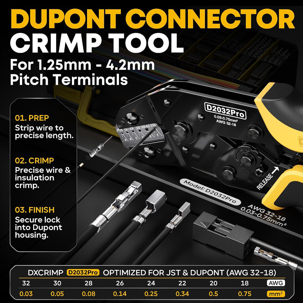 Dupont Crimping Tool Kit w/Extractor, 31 Types 2.54mm Connectors