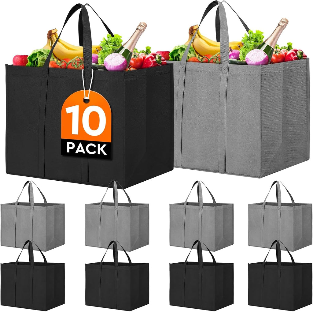 Reusable Grocery Shopping Bags 10 Pack Large Foldable Tote Bags Bulk