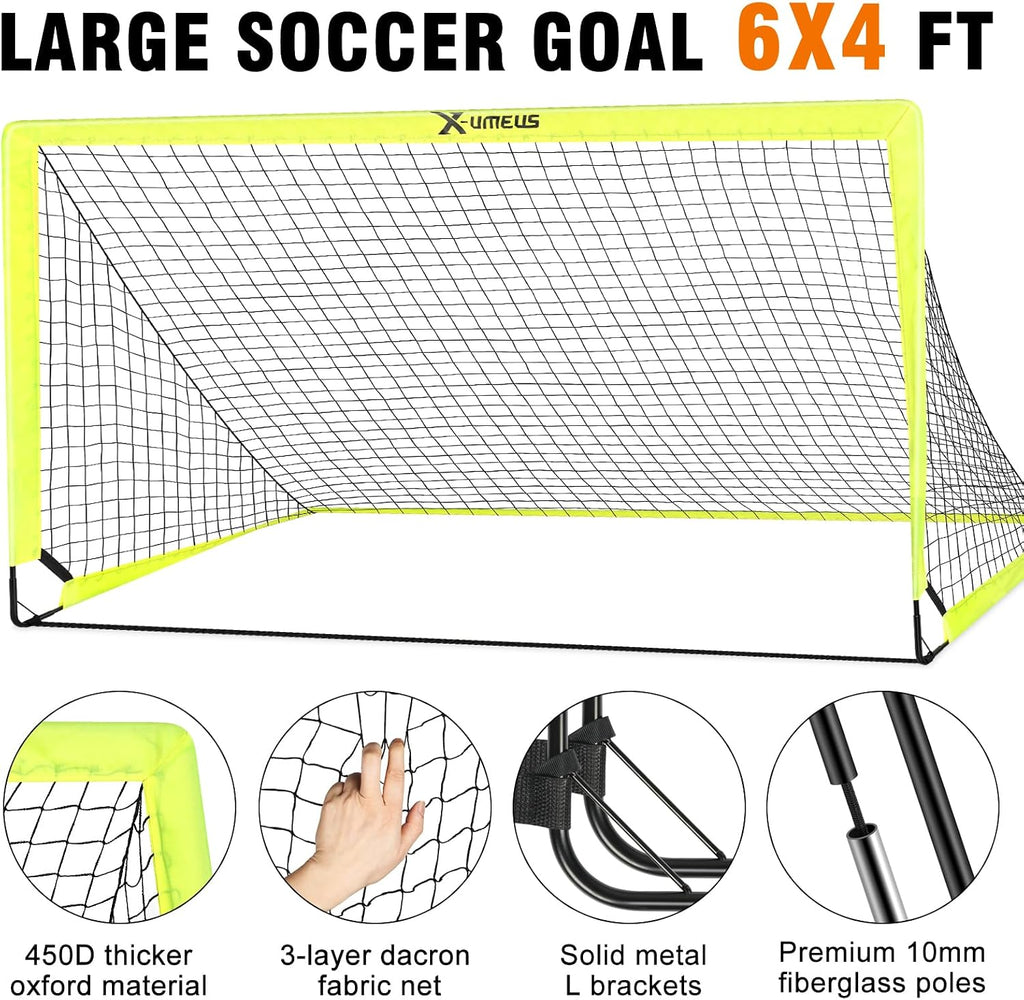 Kids Soccer Goals for Backyard Set of 2, 4 x 3 ft/6 x 4 Toddler Soccer Goal Training Equipment with Soccer Ball