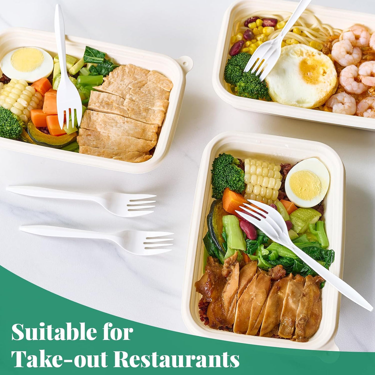 1000 Count White Plastic Forks, Disposable Forks Bulk