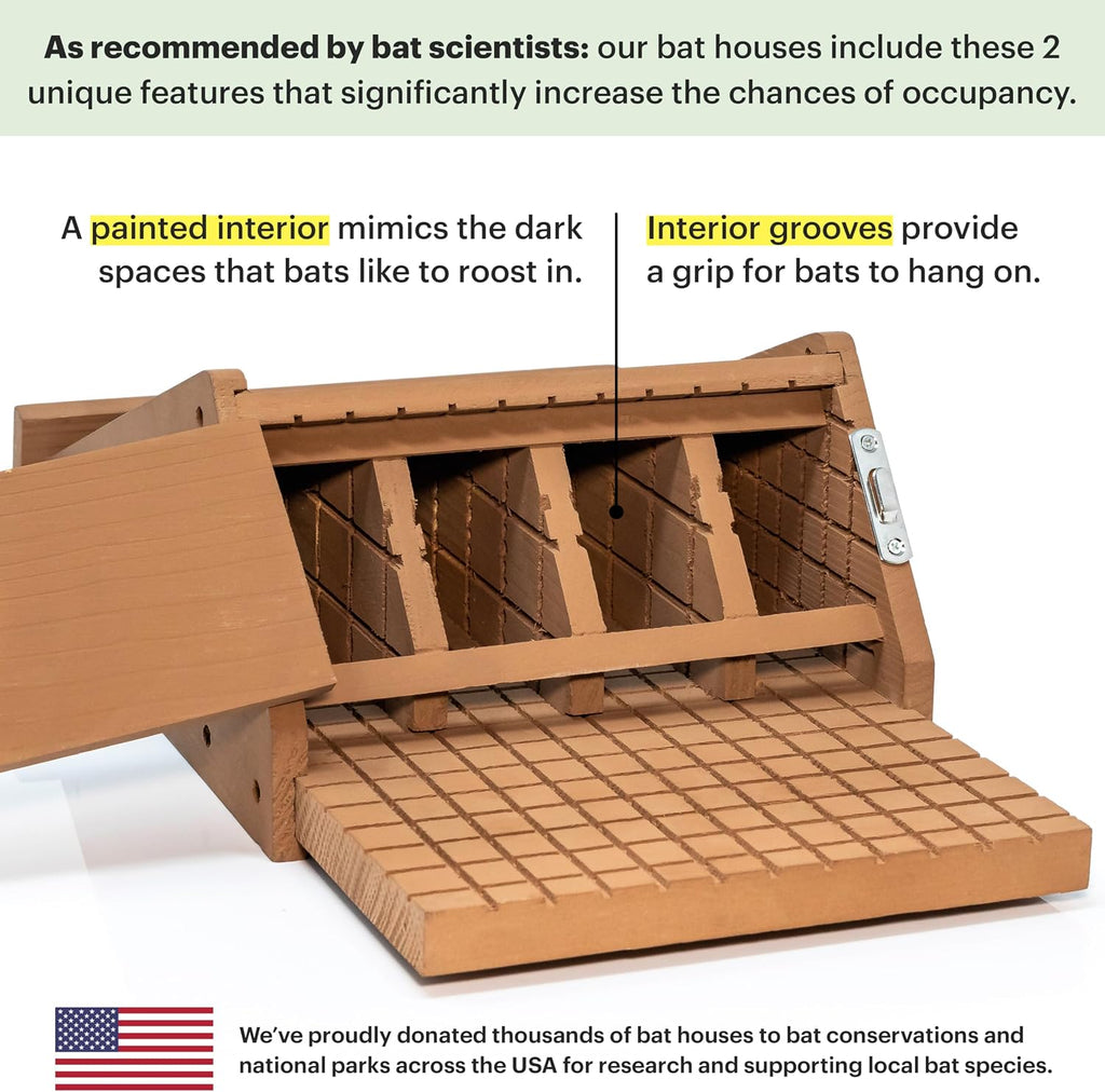 4-Compartment Bat House - A Premium Cedar Bat Box that is Built to Last - Enjoy a Healthier Yard with Fewer Mosquitos