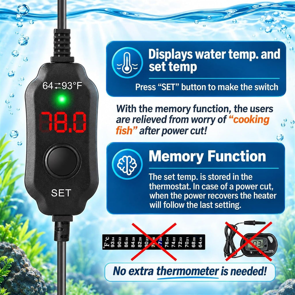 Aquarium Heater 15W Fish Tank Heater for 1-3 Gallon Tanks