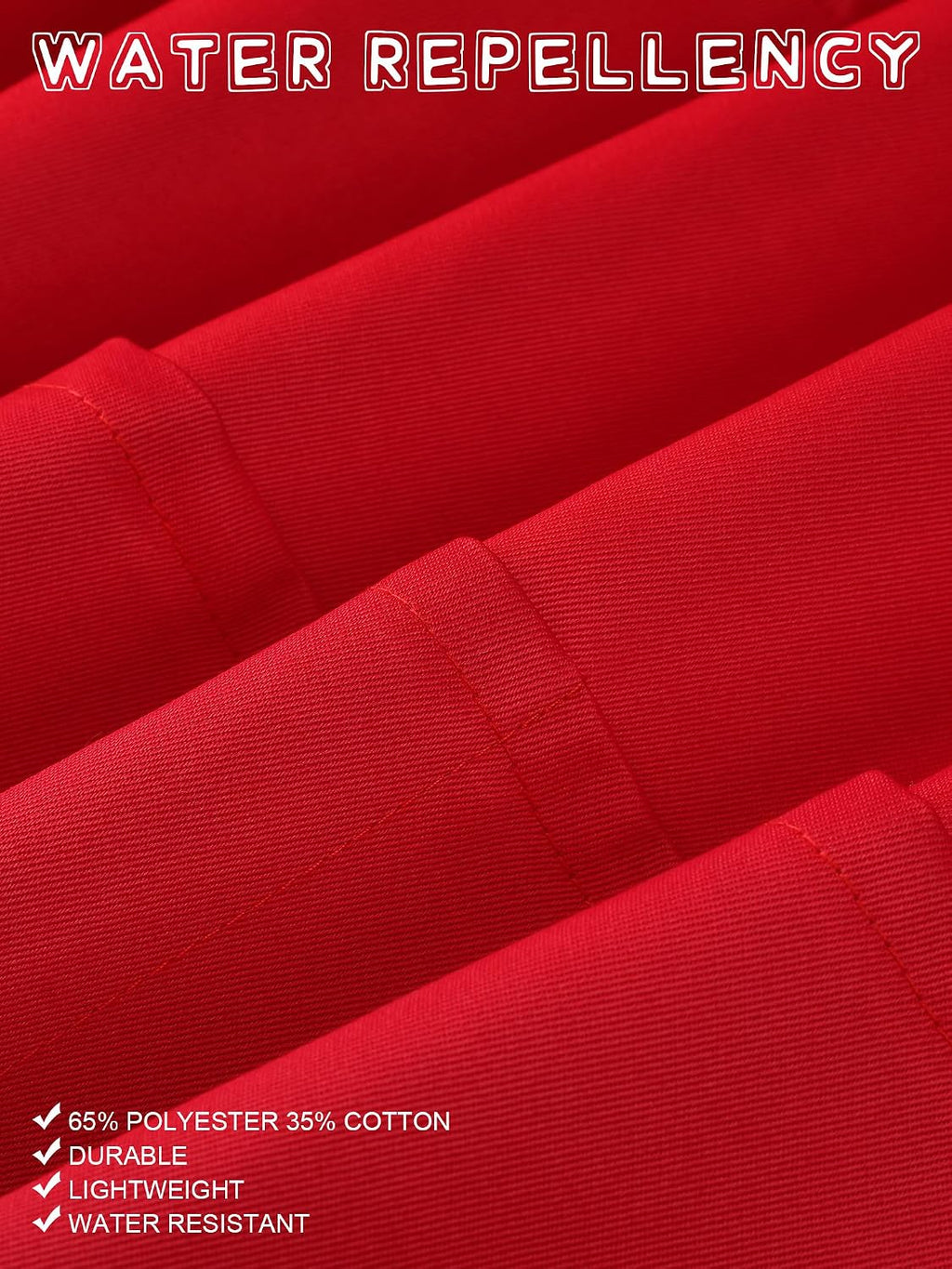 5 Pack Red Waist Aprons for Adults 3 Pockets Half Bistro Apron