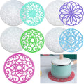 4 Pcs Large Mandala Coaster Resin Molds Hollow Flower Shiny Silicone Molds for Resin Casting Round 3D Geode Design