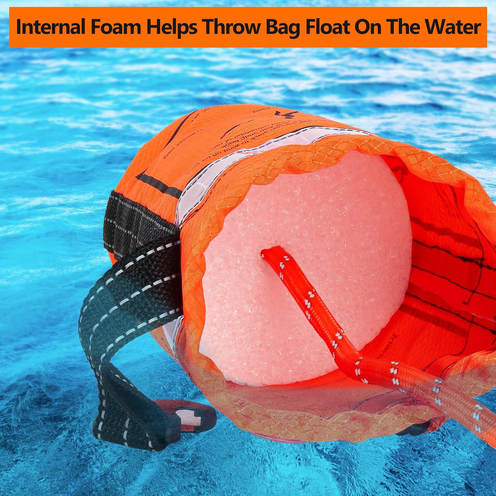 Water Rescue Throw Bag with 50/70/98 Feet of Rope in 3/10 Inch Tensile Strength Rated to 1844lbs, Throwable Device