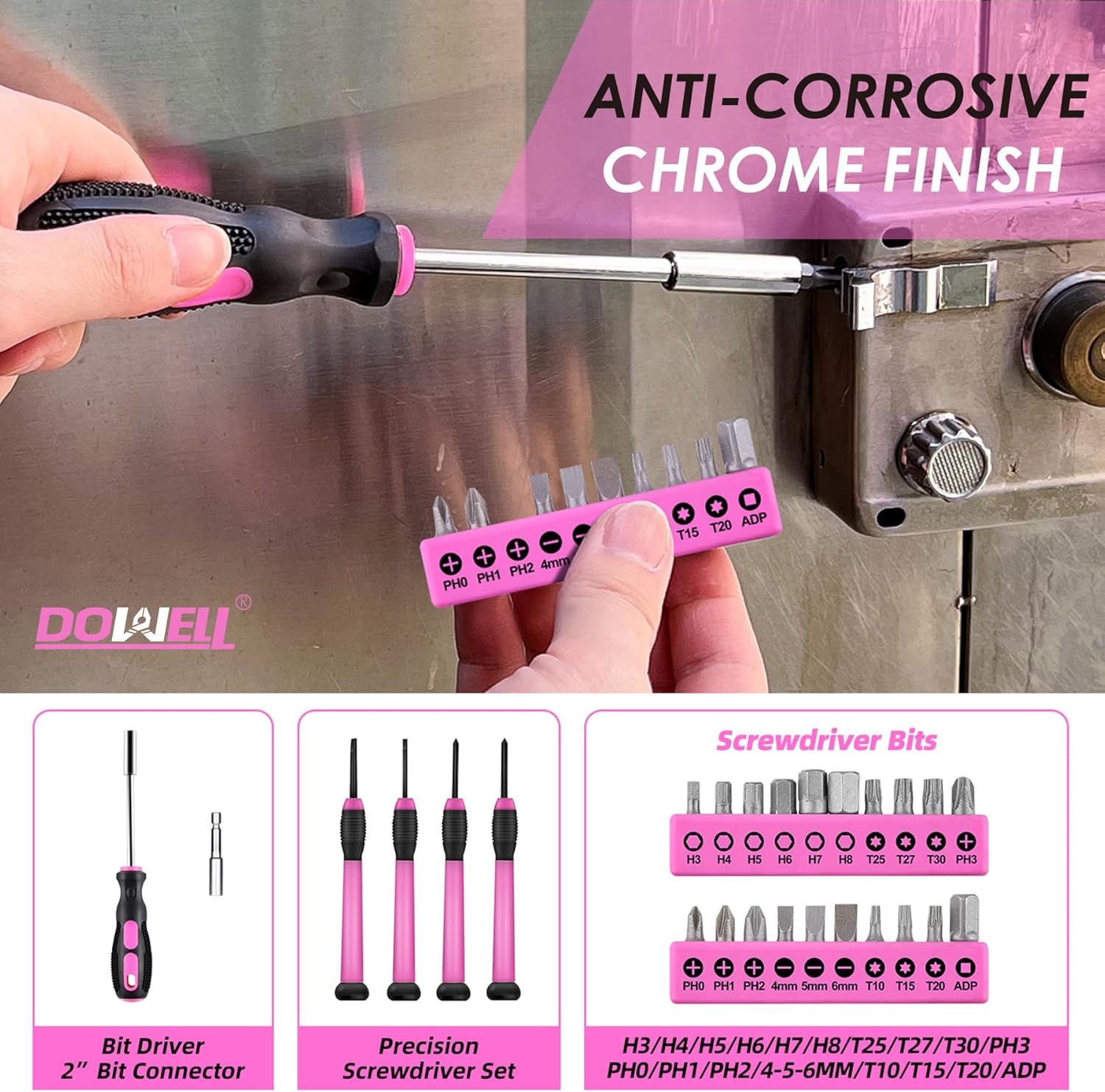 40 Pieces Home Tool Set Pink, General Household Hand Tool Kit with Plastic Toolbox Storage Case, Mini Repair Tool kit