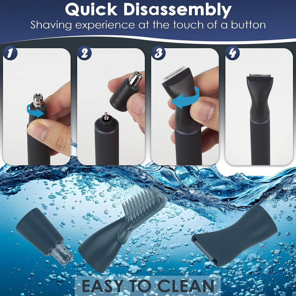 Nose Hair Trimmer for Men, Painless 3 in 1 Grooming Kit for Nose, Ear, Eyebrow & Body Hair, Rechargeable No Pull No