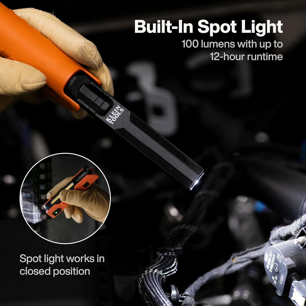 Klein Tools 56073 Foldable Handheld Work Light, 500-Lumen LED with 180-Degree Pivot and 270-Degree Rotation, USB-C