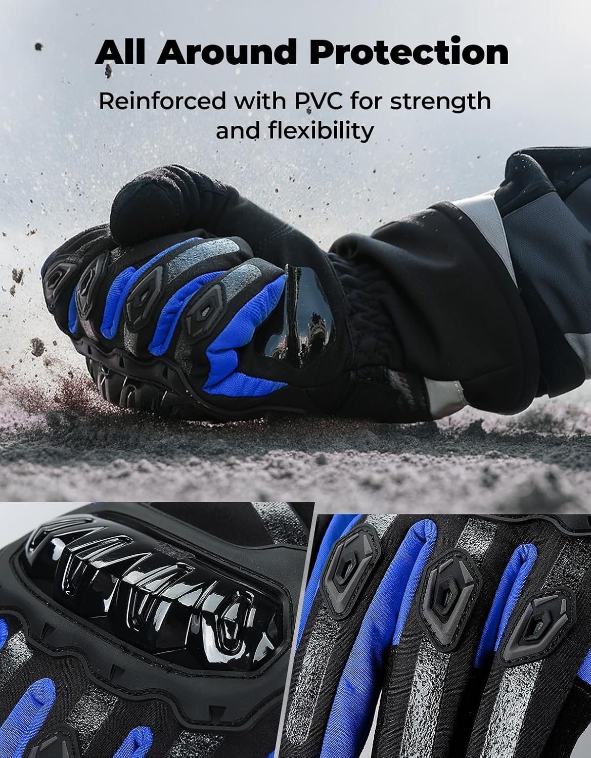 Winter Motorcycle Gloves, Rainproof Riding Warm Gloves with Touchscreen for Motorcycle Riding, ATV, UTV, Snowmobile