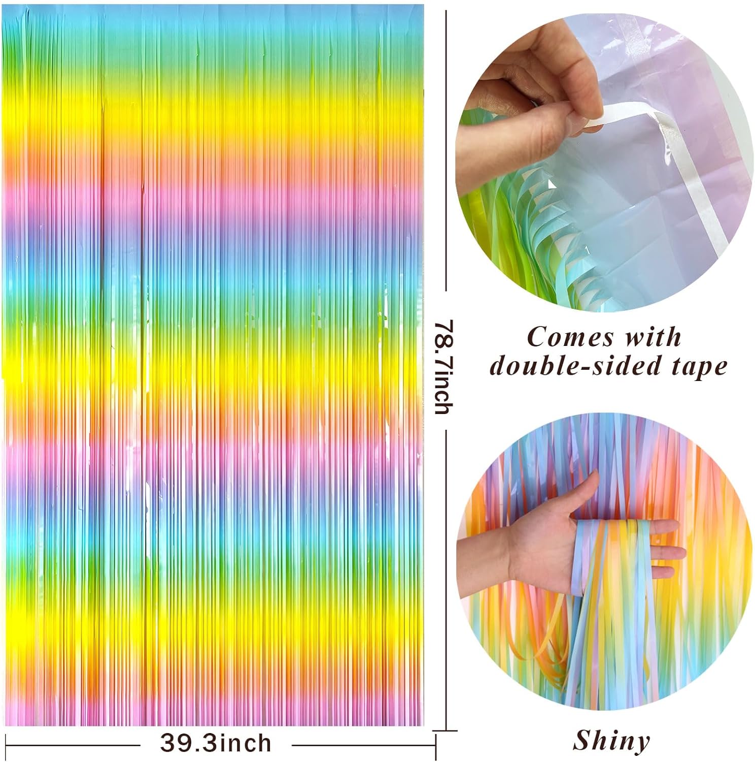 Pastel Rainbow Foil Fringe Curtain Streamers Party Backdrop Foil Fringe Backdrop Curtains Tinsel Streamers for