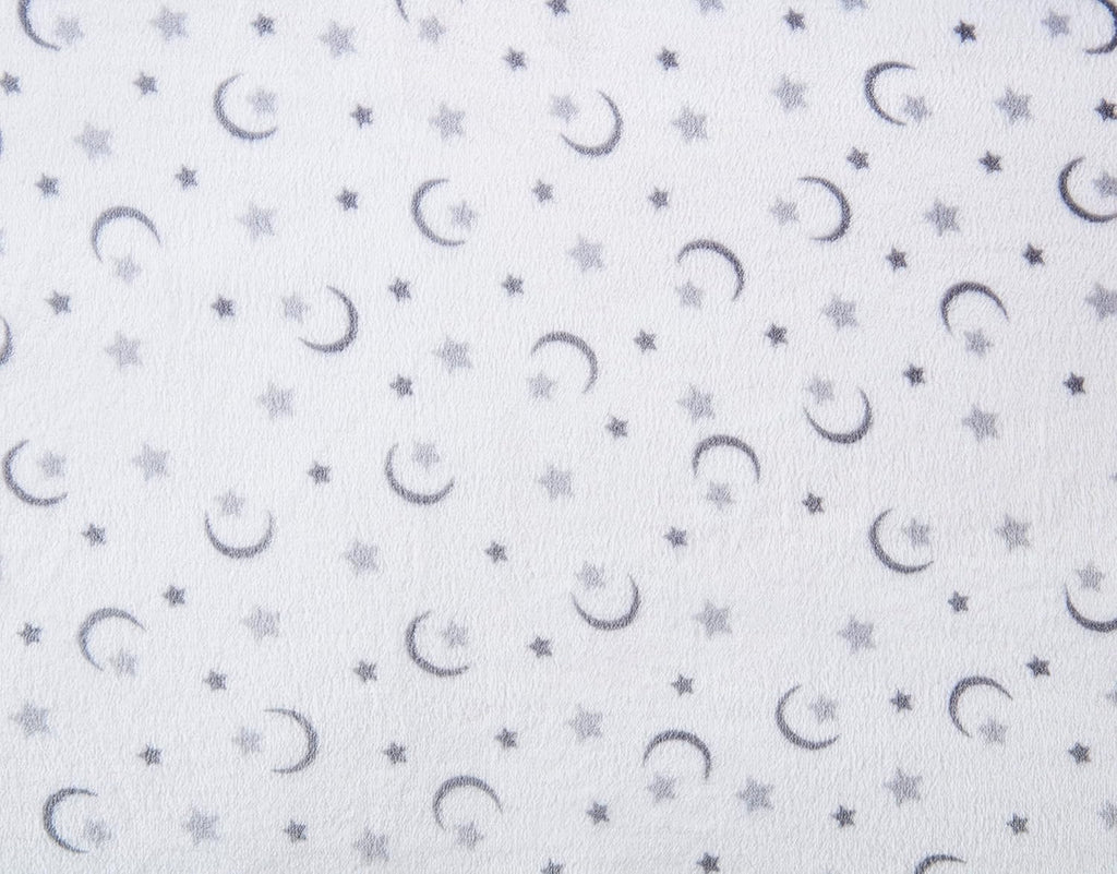 Cozy Fleece Soft and Warm Microplush Fitted Crib Sheets with Moon and Stars - Grey/White, 28 x 52 Inch