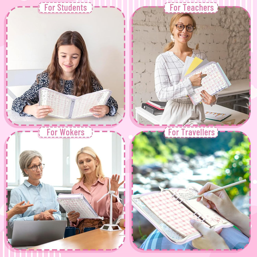 100 Sheets Pink Bow A5 Refills Paper for Planner Inserts Binder, Thick 6 Hole Notebook Refill, 120GSM Filler Loose