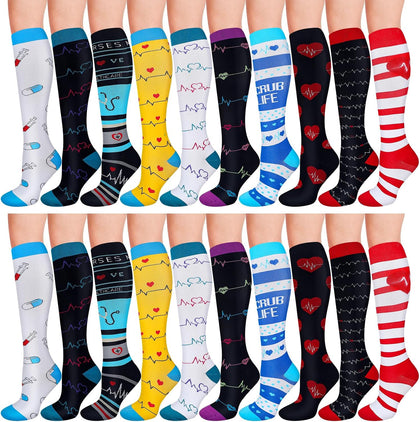 20 Pairs Nurse Compression Socks for Women Men for Nurses Week Appreciation Gift Circulation Medical Running Athletic