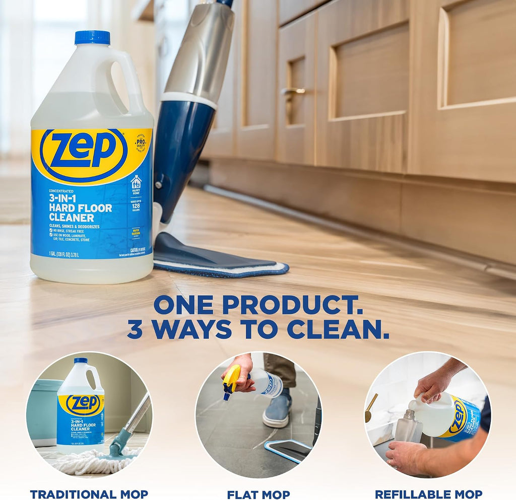 3-in-1 Hard Floor Cleaner, 1 Gallon Concentrate for LVP, Tile & Marble