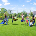 Taylor 700lbs Galvanized Metal Swing Set for Kids for Backyard & Outdoors with Teeter-Totter, Saucer & Standing