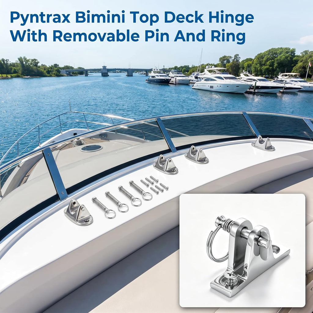 4 Pcs Bimini Top Deck Hinge,316 Stainless Steel Marine Hardware with Quick