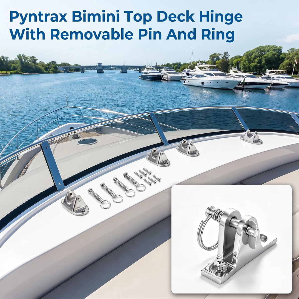 4 Pcs Bimini Top Deck Hinge,316 Stainless Steel Marine Hardware with Quick