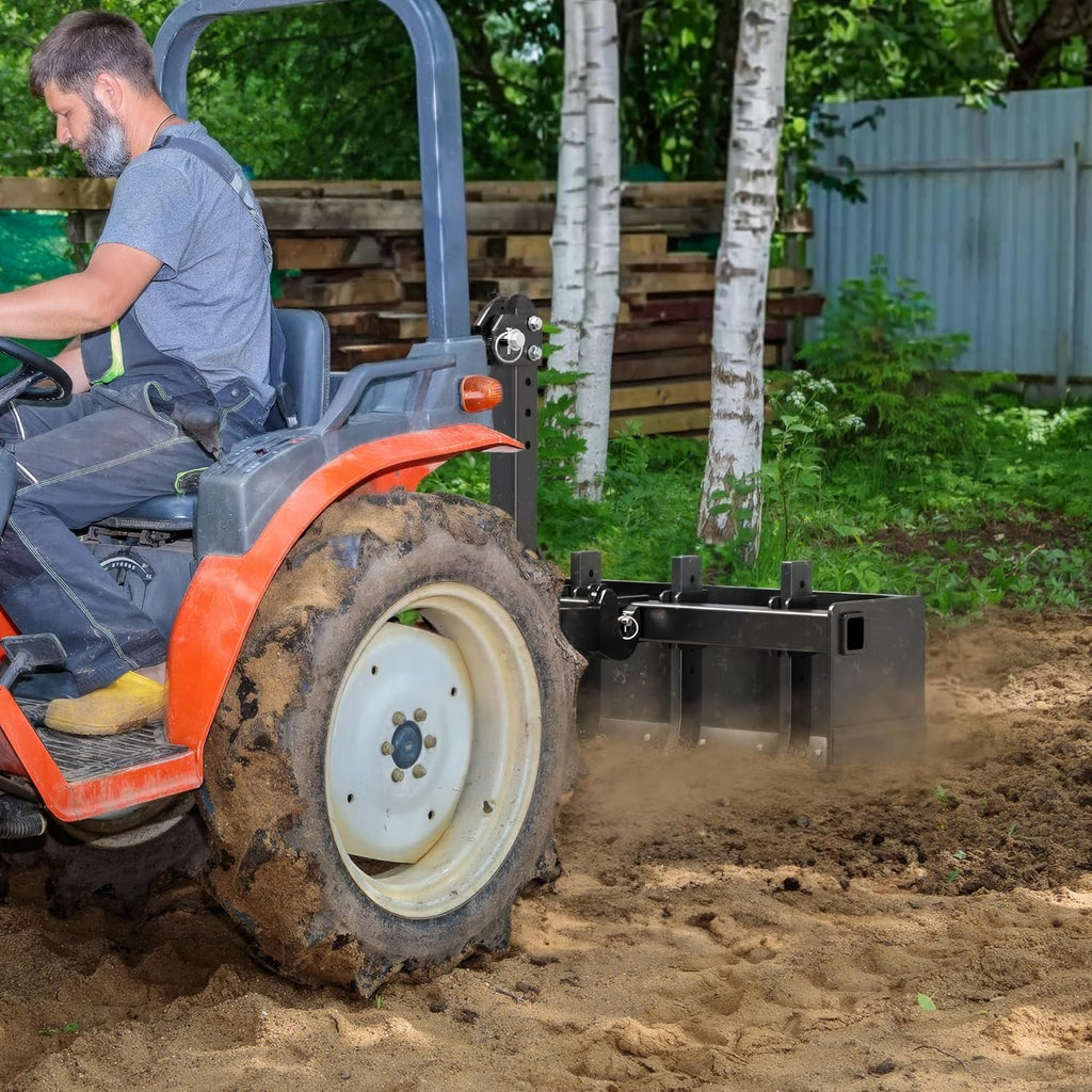 55" Three Point Box Scraper, Tractor Box Blade for Cat1 | Heavy Duty Tractor Attachment