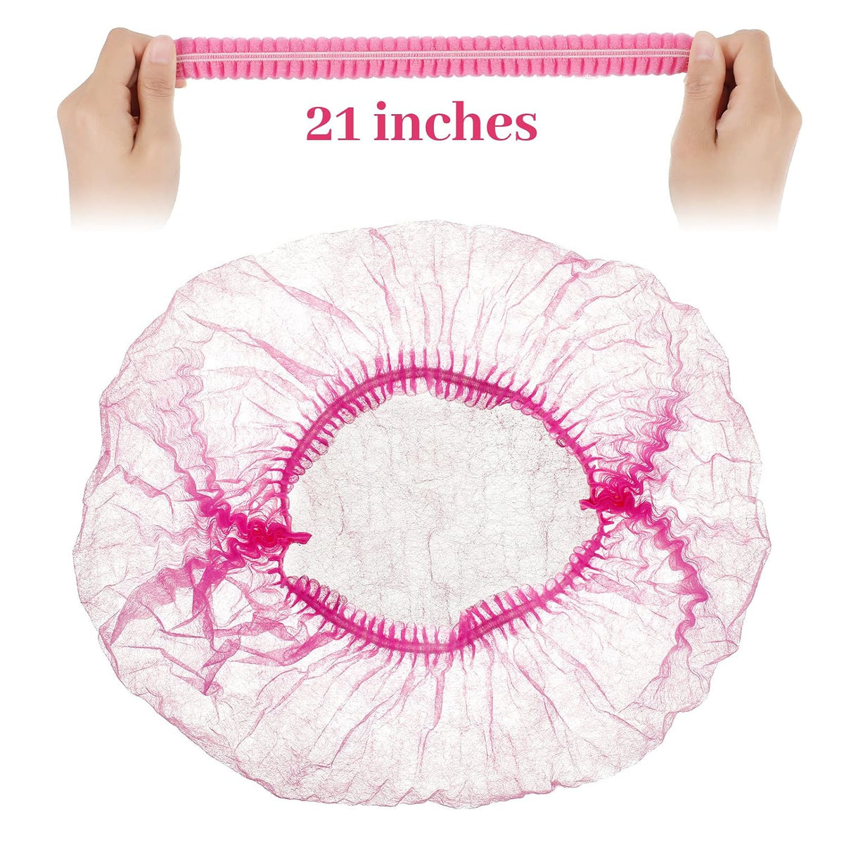 100 Pcs Disposable Hair Caps 21 Inch Bouffant Elastic