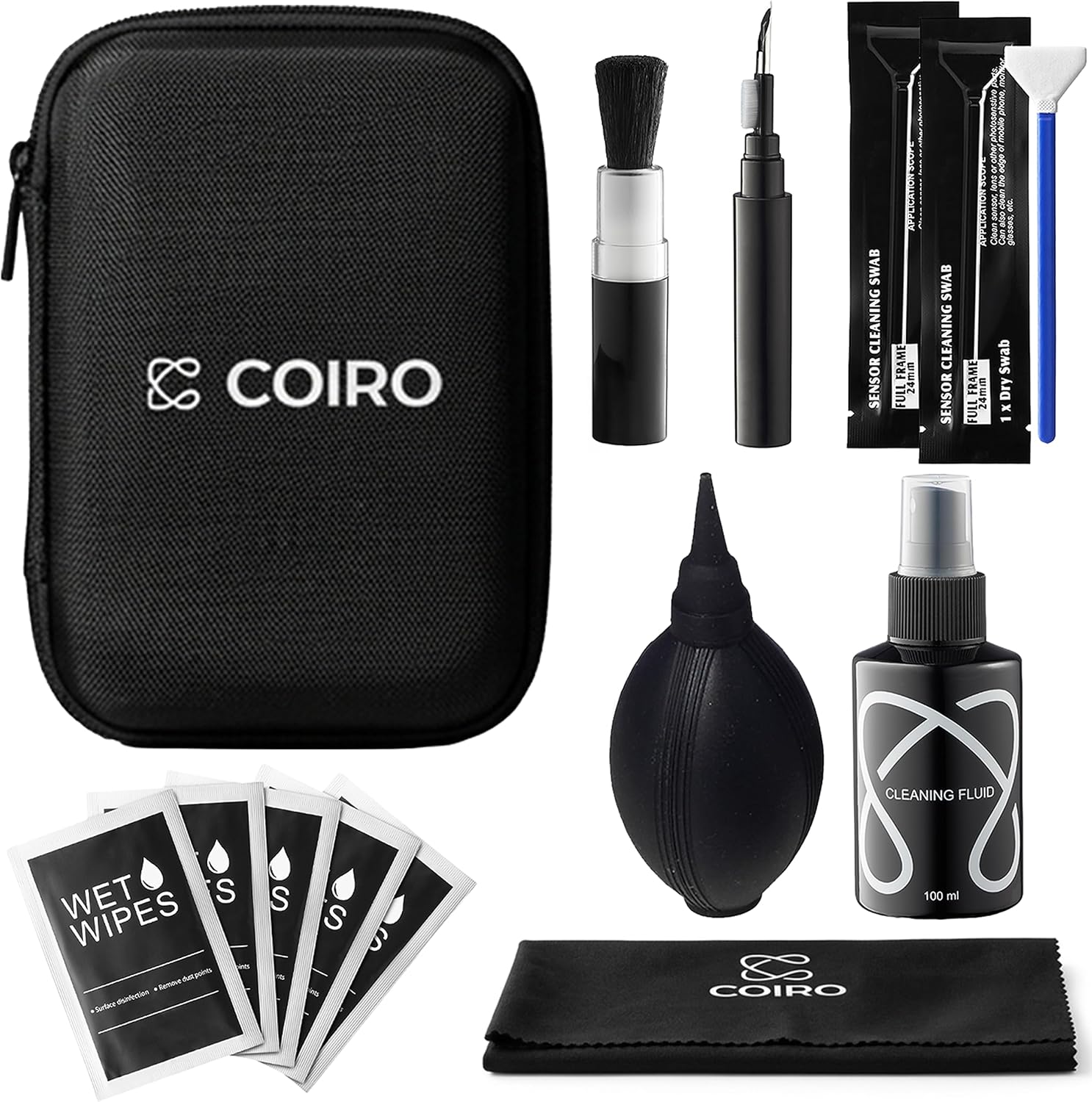 Camera Lens Cleaning Kit 7 in 1 – Lens Pen, Air Blower, Sensor Cleaning Swabs, Lens Cleaner Spray, Wet Wipes 5 Pac
