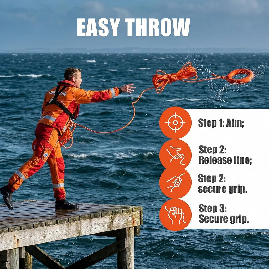 Professional Water Floating Lifesaving Throwing Rope 98.4FT | Outdoor Rescue Lifeguard Lifeline, With Bracelet/Hand Ring