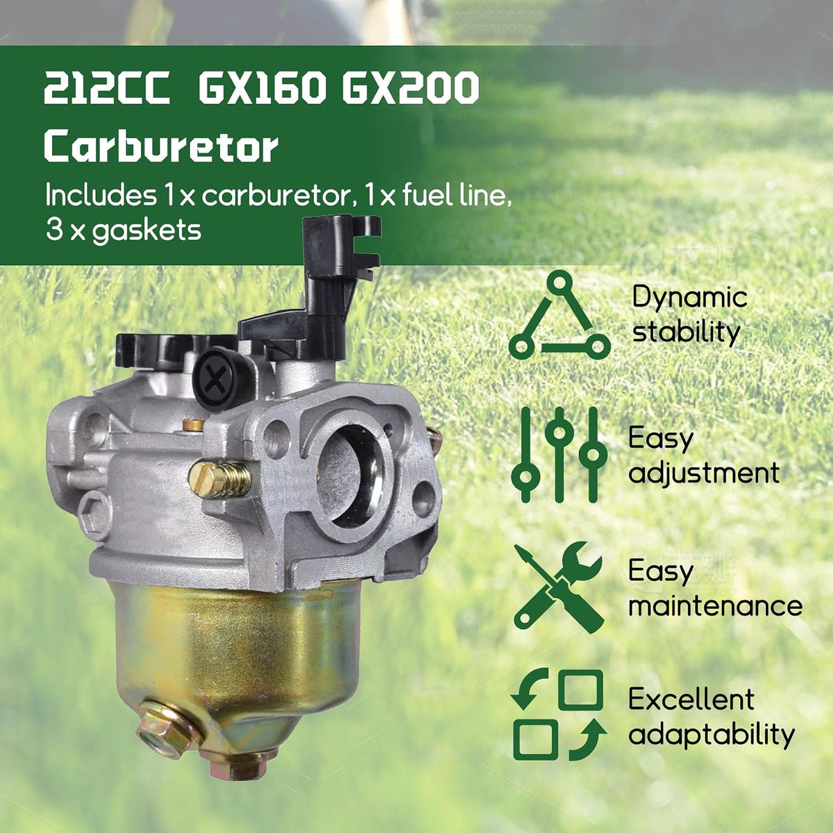 ALL-CARB 16100-ZH8-W61 212cc Carburetor Replacement for GX120 GX160 GX200