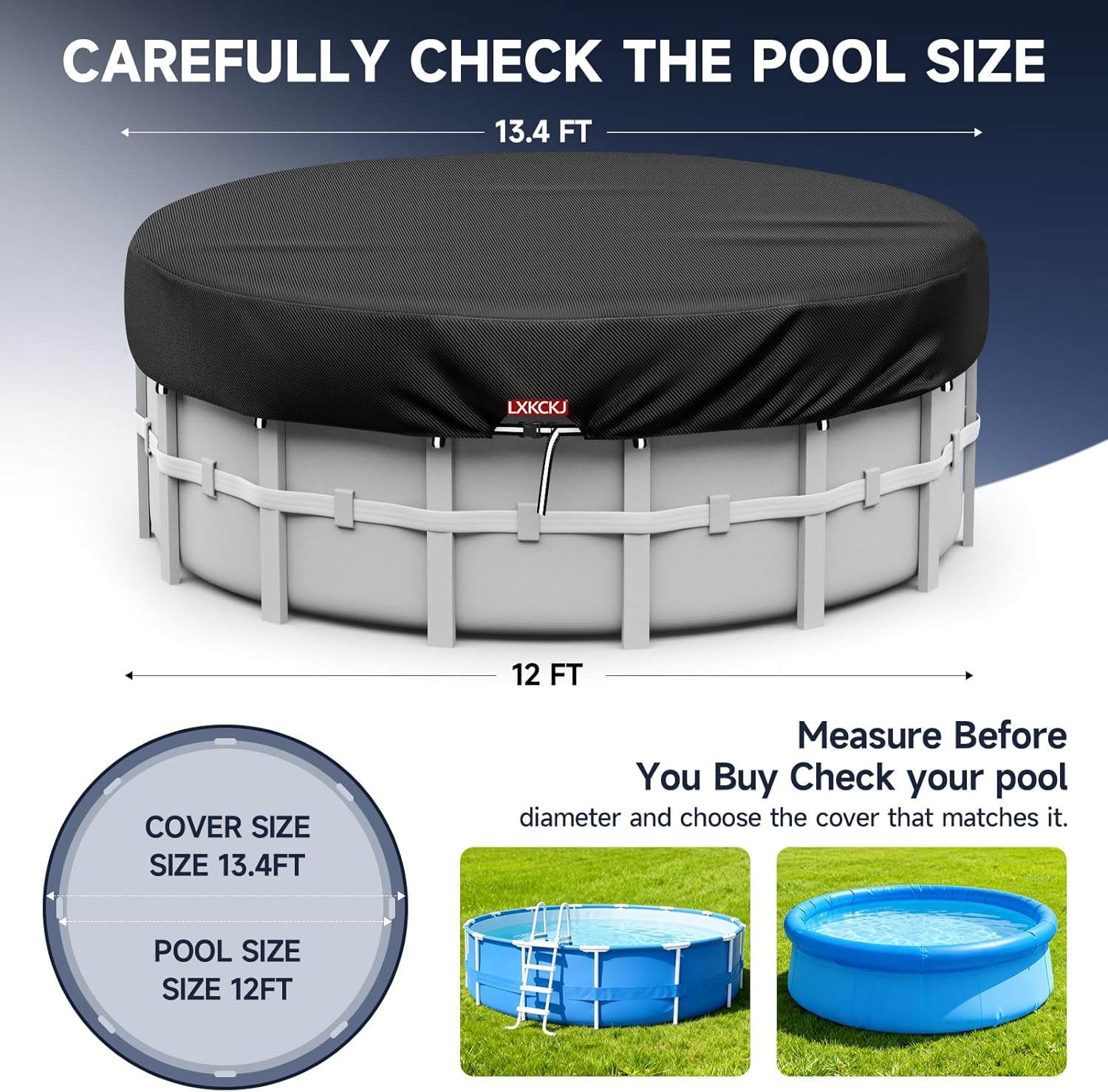 12 Ft Round Pool Cover, Solar Pool Covers for Above Ground Pools, Summer Pool Cover Protector with Cover Accessories