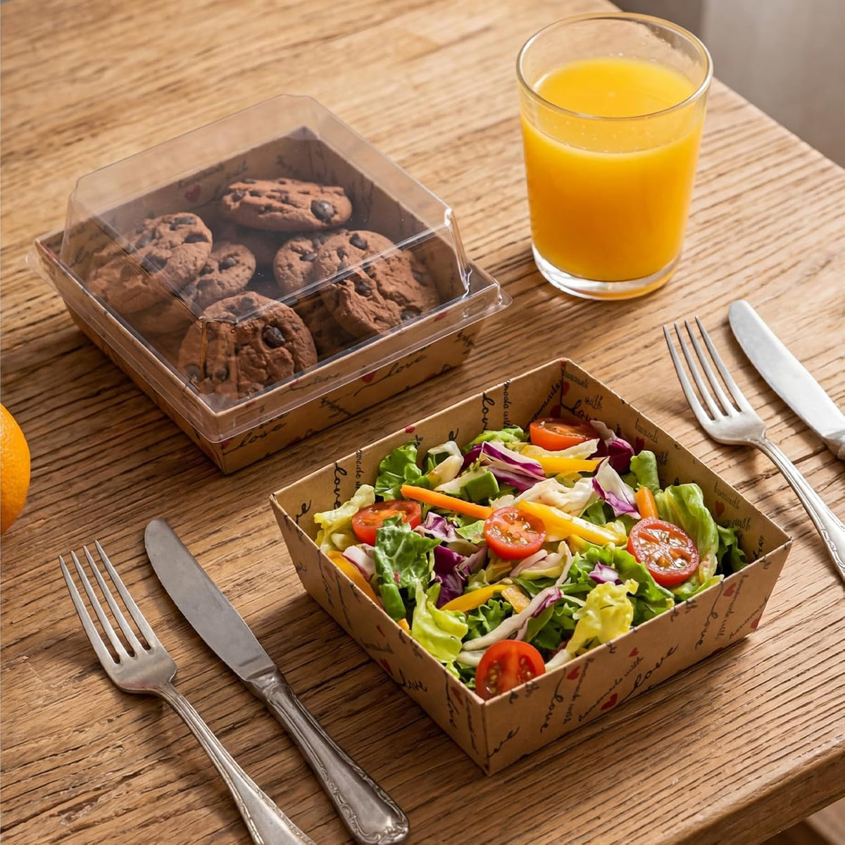 Charcuterie Boxes with Clear Lids Kraft Food Containers 50 Pcs
