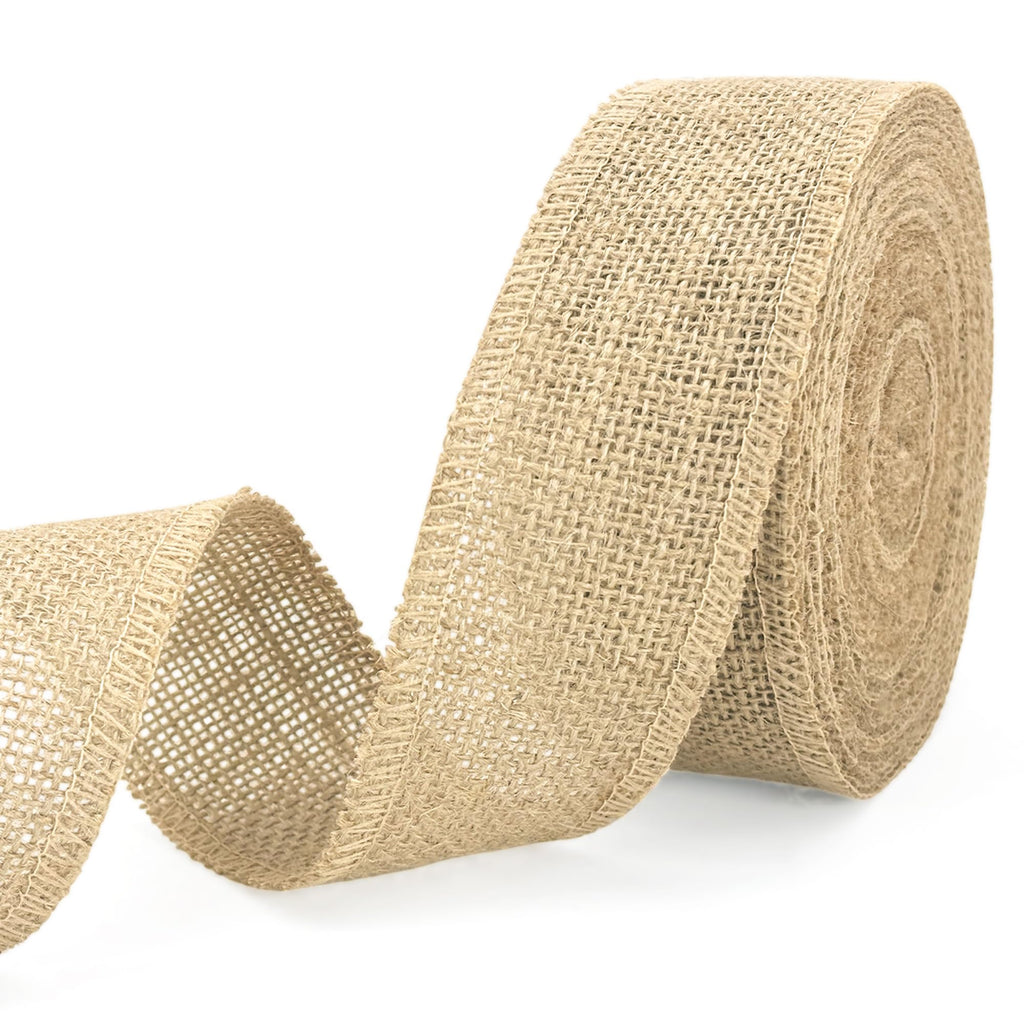 2" Burlap Ribbon 12Yards, Jute Craft Roll for Wrapping