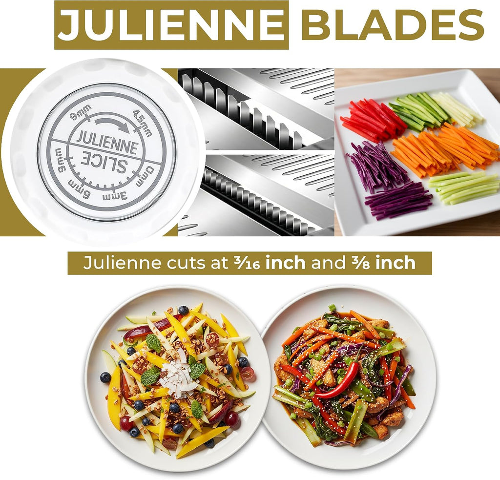 Gramercy Mandoline Slicer for Kitchen with 12 Slice Settings, White Edition | Slice from Paper-Thin to Thick-Cut with
