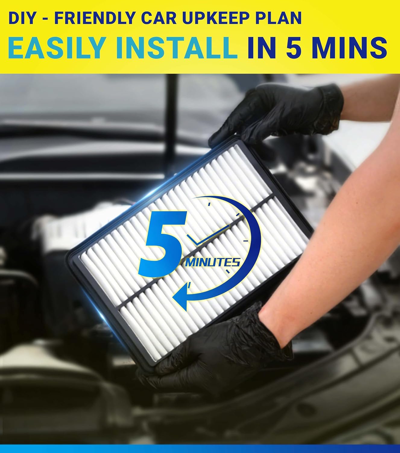 Engine Cabin Air Filter Set for Telluride (2020-2025) 3.8L Gas | Fit for Santa Fe (2019-2020) 2.0L/2.4L Gas, Replace