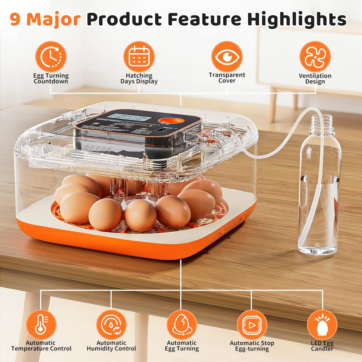 Egg Incubator for Hatching Eggs, 12 Egg Capacity, One-Touch Smart Hatching