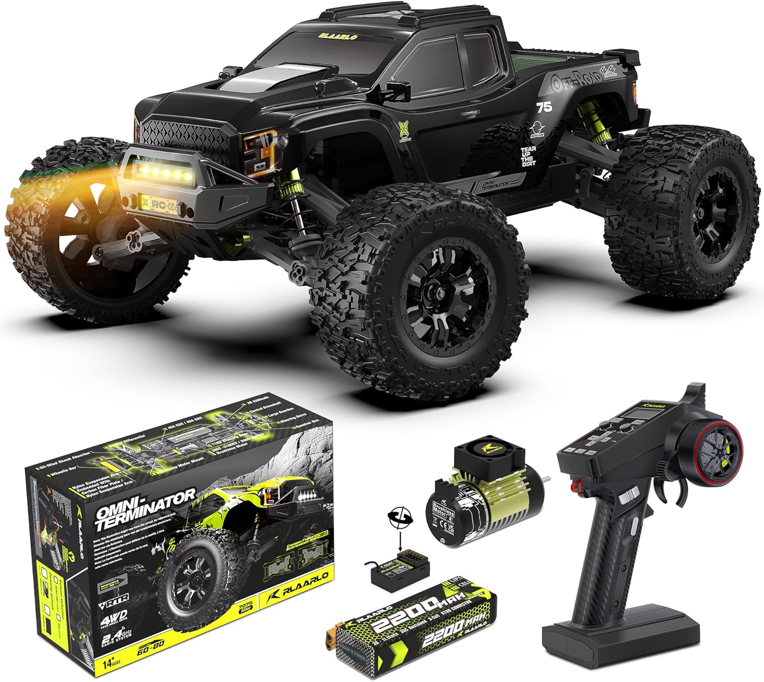 1/10 Brushless RC Cars, 50+ MPH, 4WD Trucks, Carbon Fiber, Ages 8+ | 60A ESC Monster Trucks, 3650 2650KV Brushless