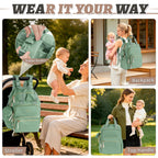 Diaper Bag Backpack with Changing Pad for Mom & Dad,Large,Green